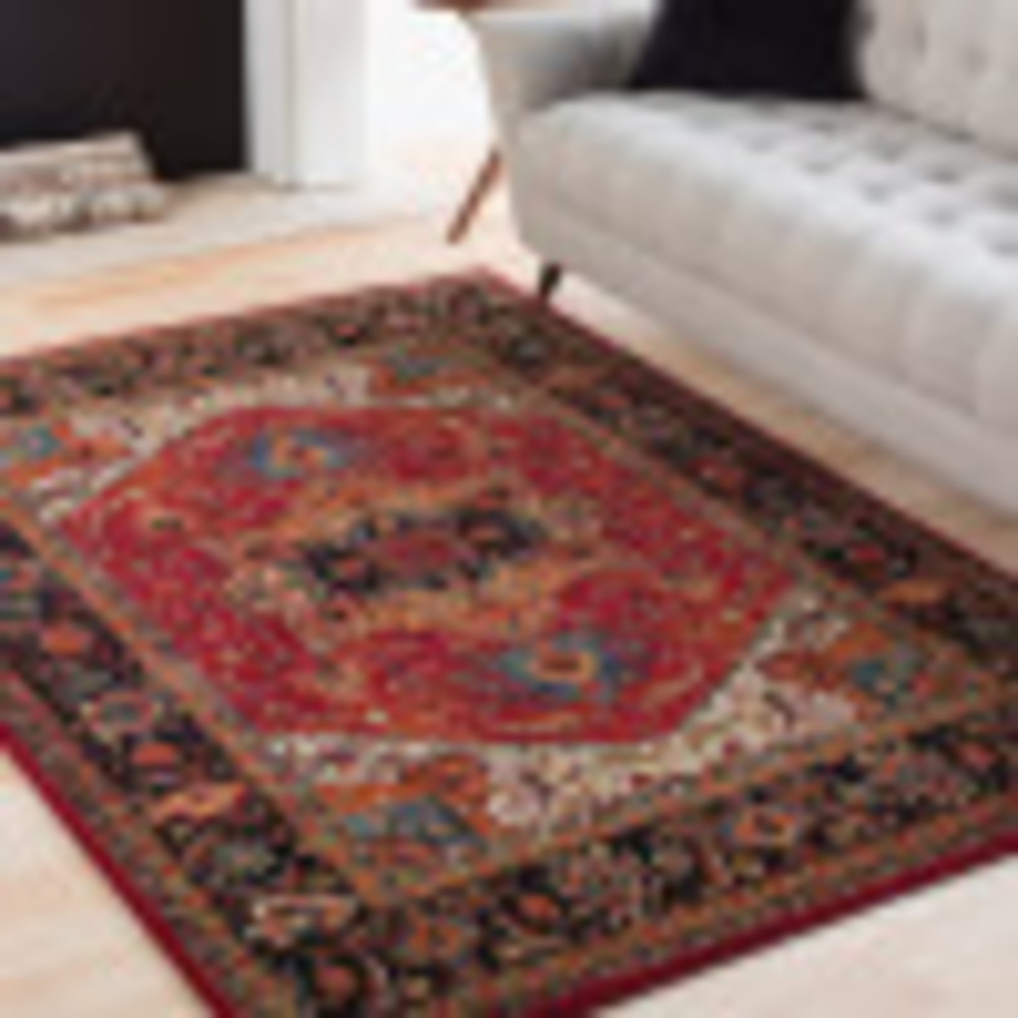 Livabliss Serapi Vintage Medallion Area Rug,6'7" x 9'6",Red/Black