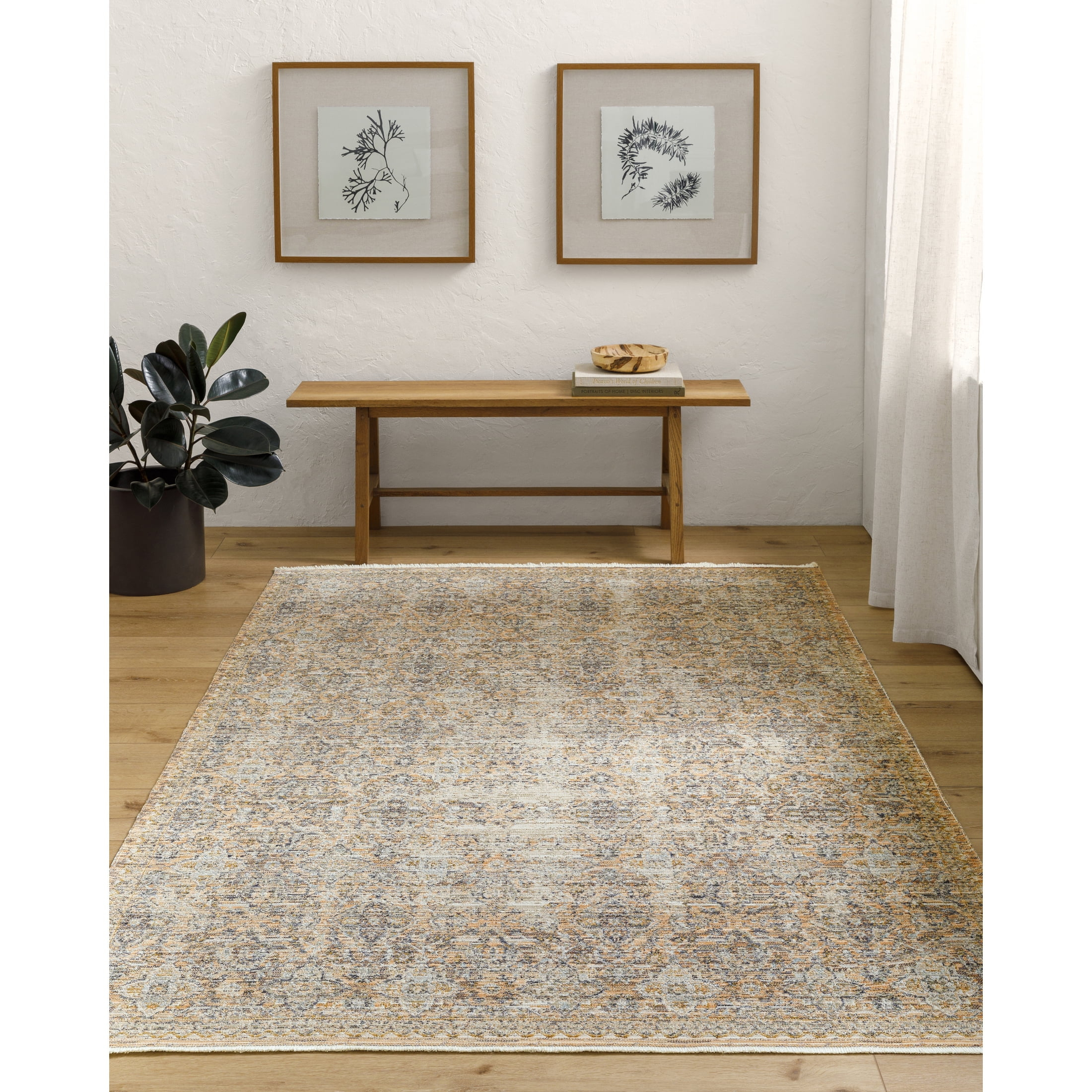 Livabliss x Becki Owens Ren Damask Washable Area Rug ,7'10" x 10',Faded Taupe