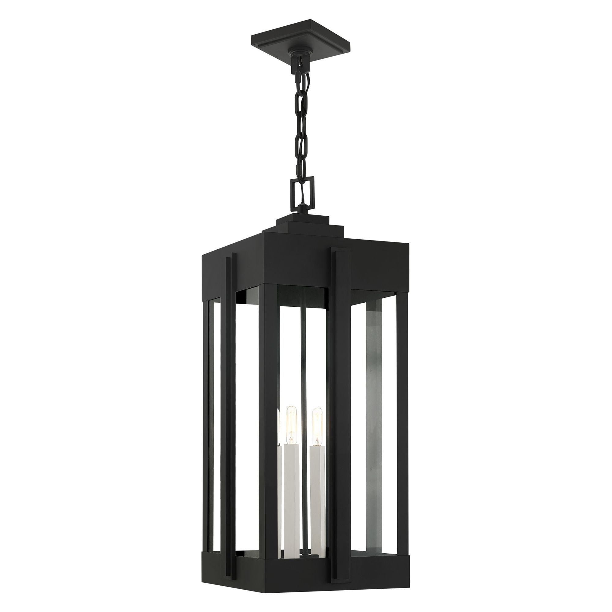 27720-04-Livex Lighting-Lexington - 4 Light Outdoor Pendant Lantern in Art Deco Style - 12.63 Inches wide by 29.88 Inches high-Black Finish
