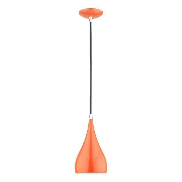 Livex Lighting Amador 1 - Light Pendant in  Shiny Orange/Polished Chrome