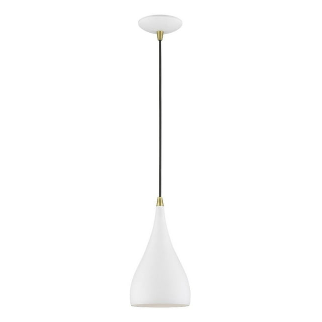 Livex Lighting Amador 1 - Light Pendant in  Textured White/Antique Brass