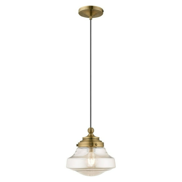 Livex Lighting Art Glass 1 - Light Pendant in  Antique Brass