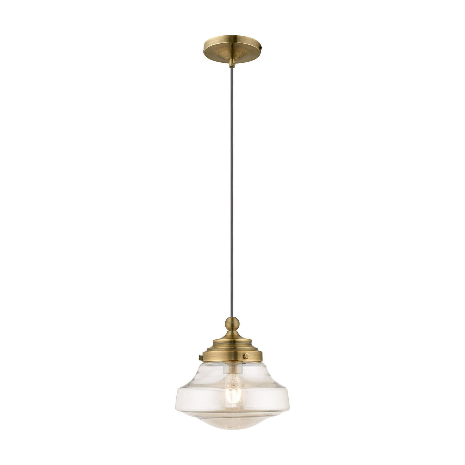 Livex Lighting Art Glass 1 - Light Pendant in  Antique Brass
