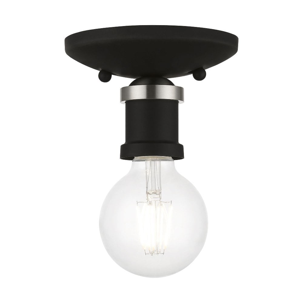 Livex Lighting Lansdale 1 - Light Flush Mount in  Black/Brushed Nickel