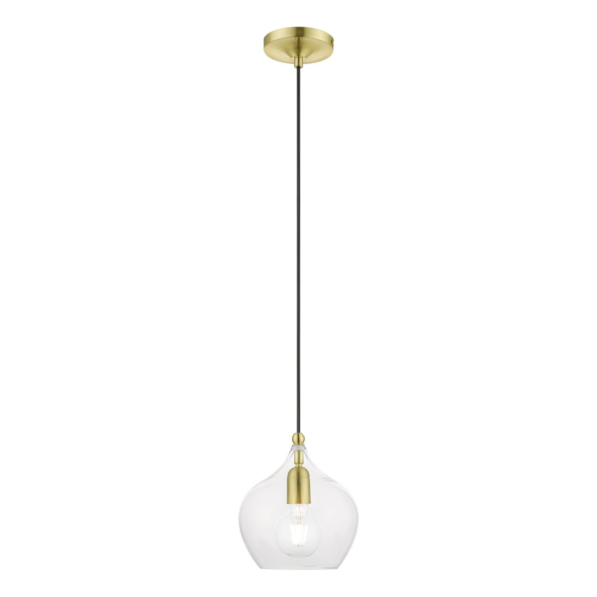 Livex Lighting Aldrich 1 - Light Pendant in  Satin Brass/Polished Brass