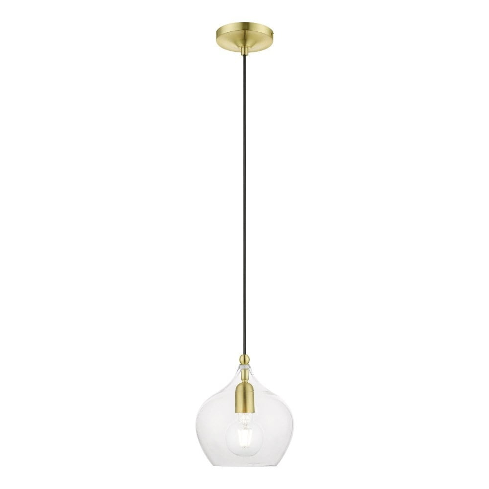 Livex Lighting Aldrich 1 - Light Pendant in  Satin Brass/Polished Brass