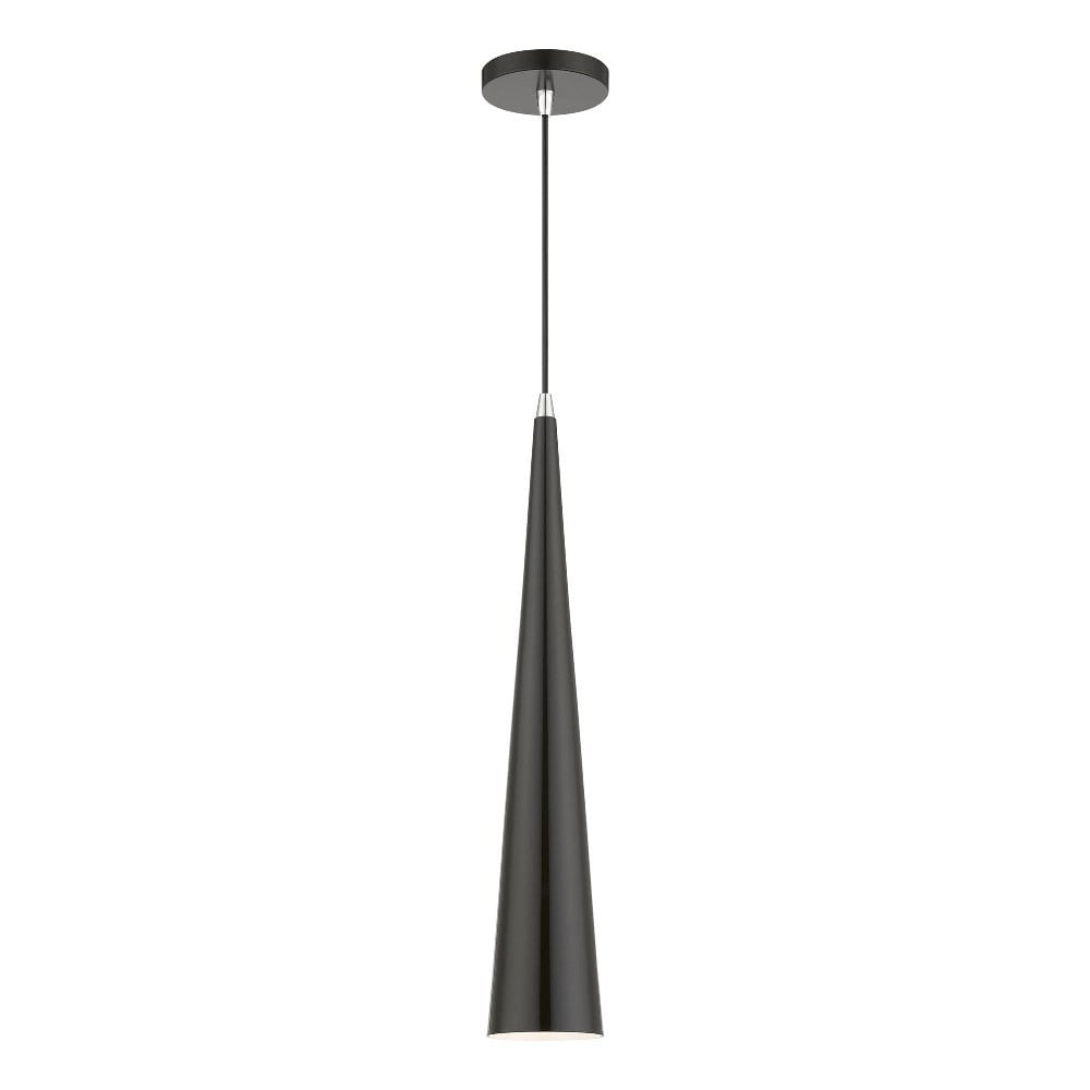 Livex Lighting Andes 1 - Light Pendant in  Shiny Black/Polished Chrome