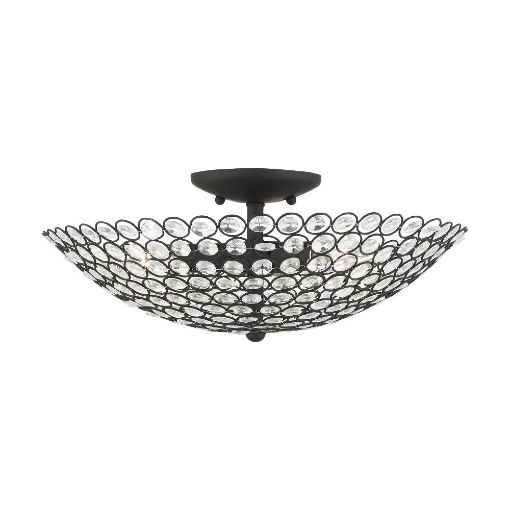 Livex Lighting Cassandra 3 - Light Semi-Flush Mount in  Black