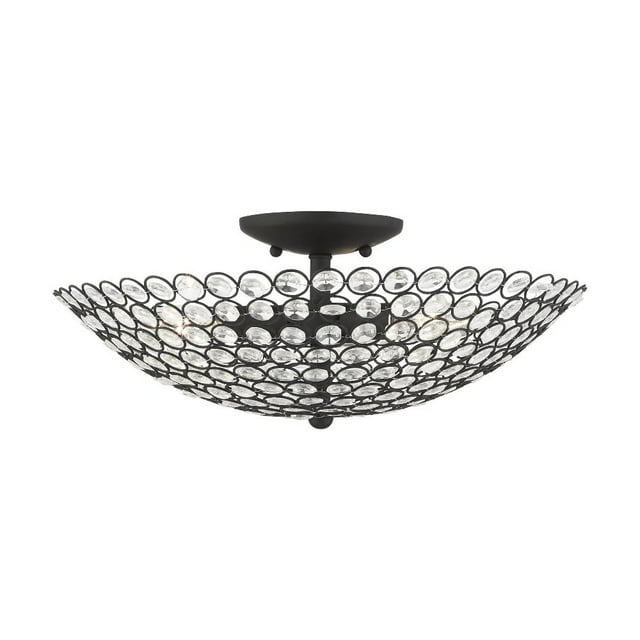 Livex Lighting Cassandra 3 - Light Semi-Flush Mount in  Black