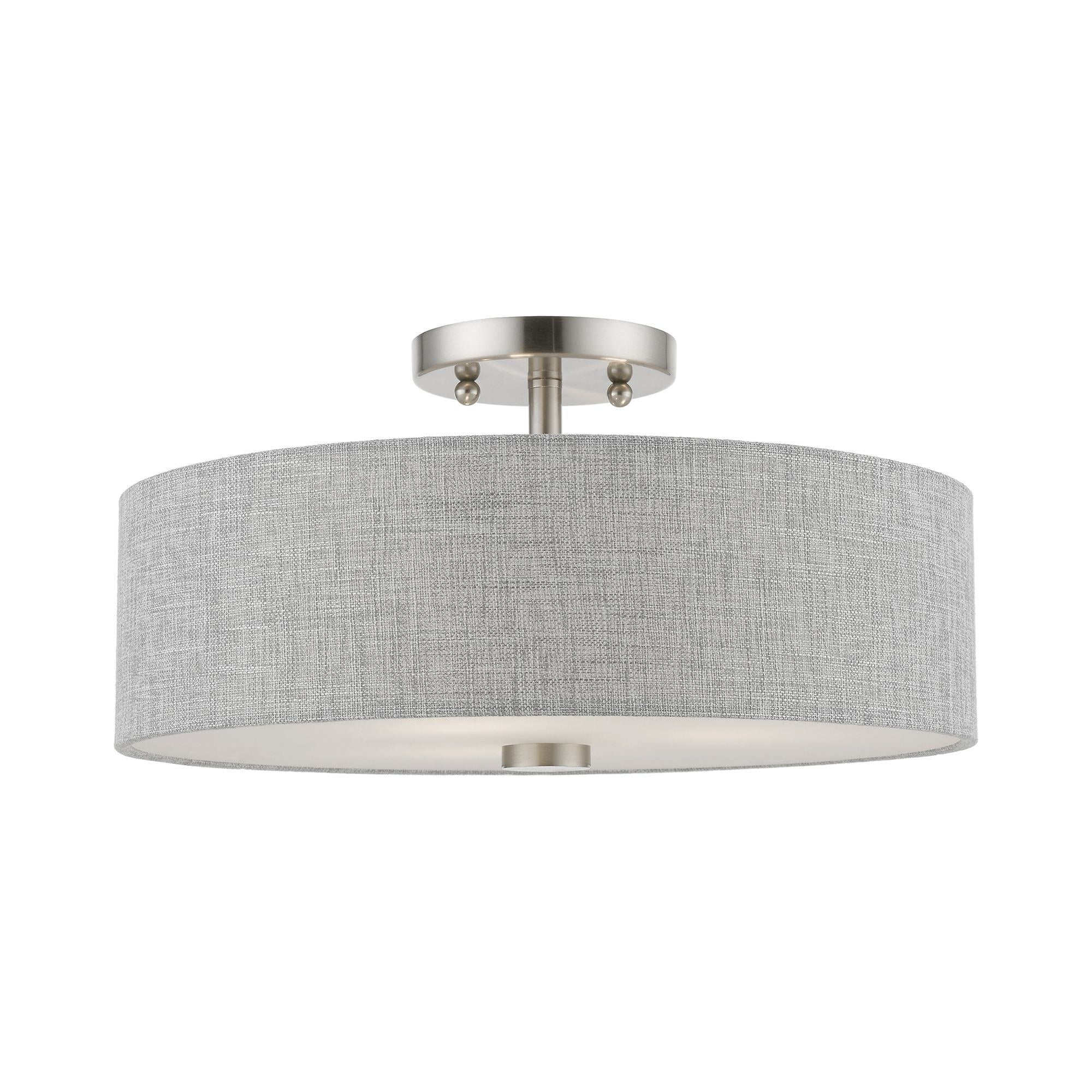 Livex Lighting Dakota 3 - Light Semi-Flush Mount in  Brushed Nickel/Shiny White