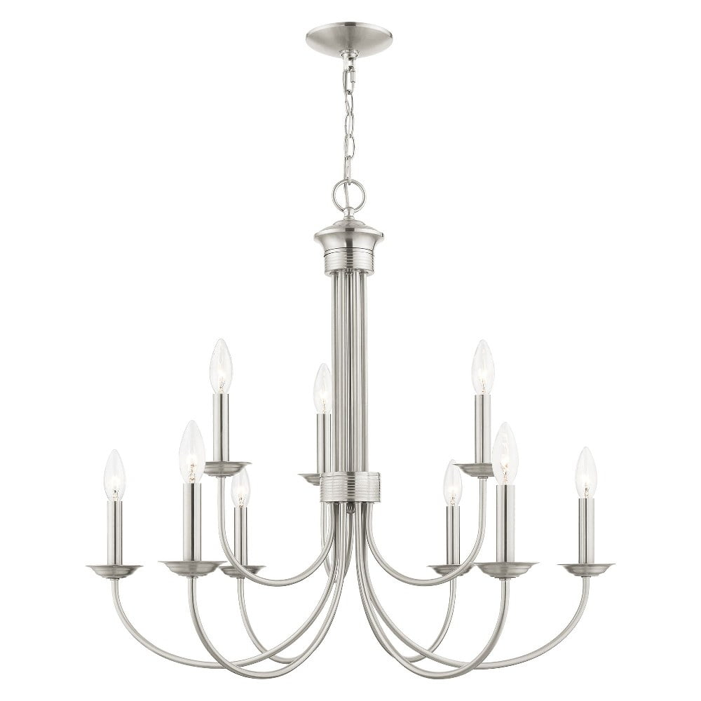 Livex Lighting Estate 9 - Light Chandelier in  Brushed Nickel