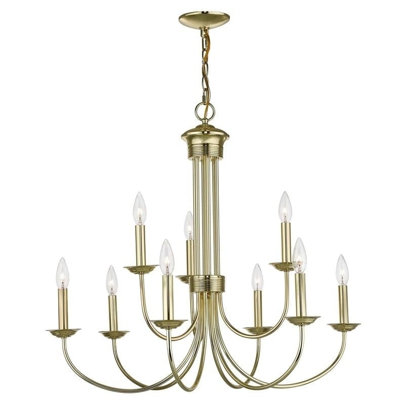 Livex Lighting Estate 9 - Light Chandelier in  Polished Brass