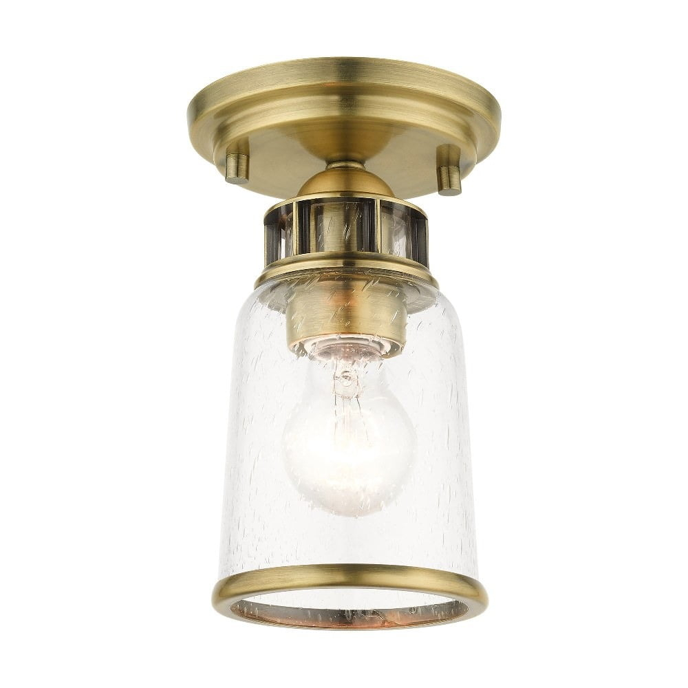 Livex Lighting Lawrenceville 1 - Light Flush Mount in  Antique Brass