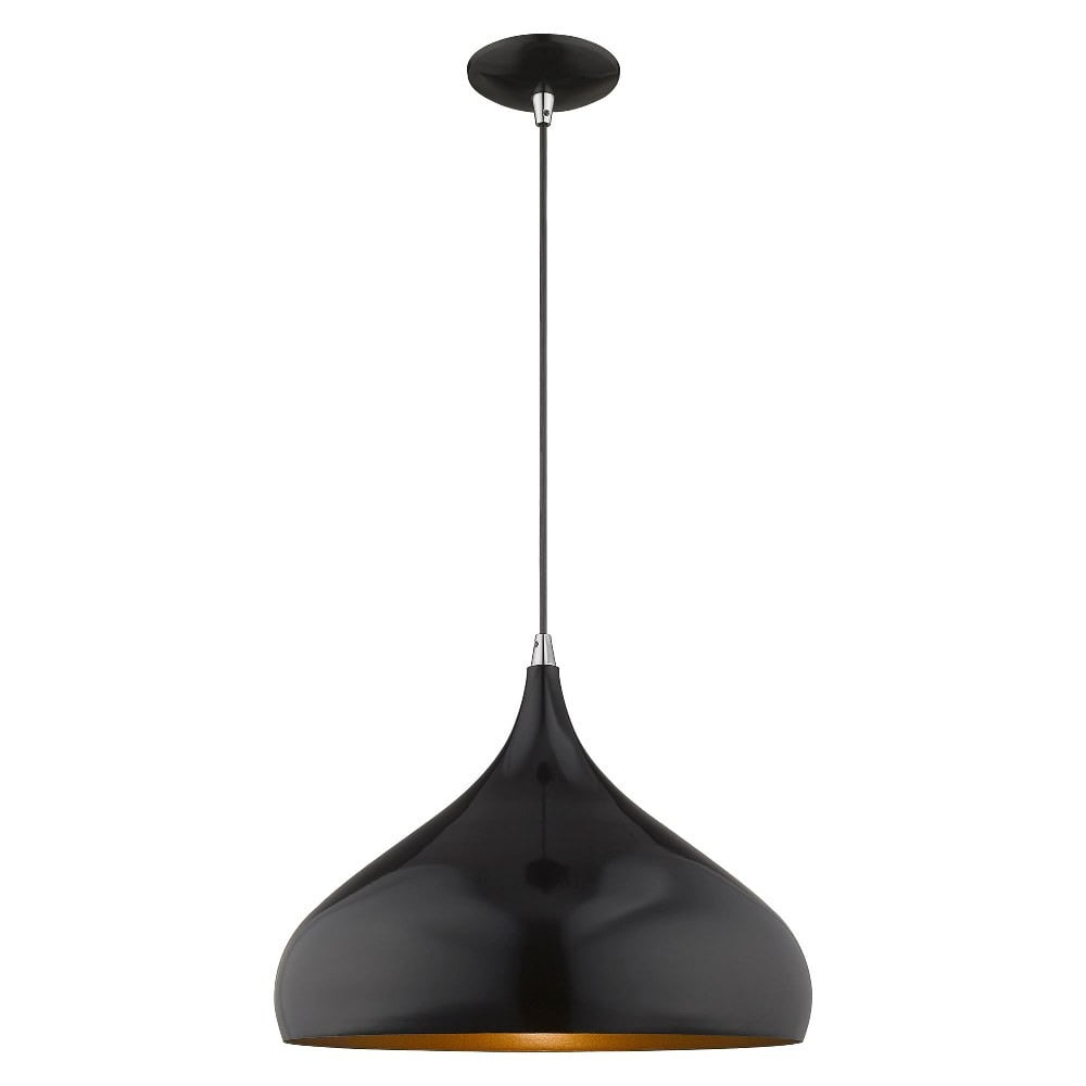 Livex Lighting Metal Shade 1 - Light Chandelier in  Shiny Black