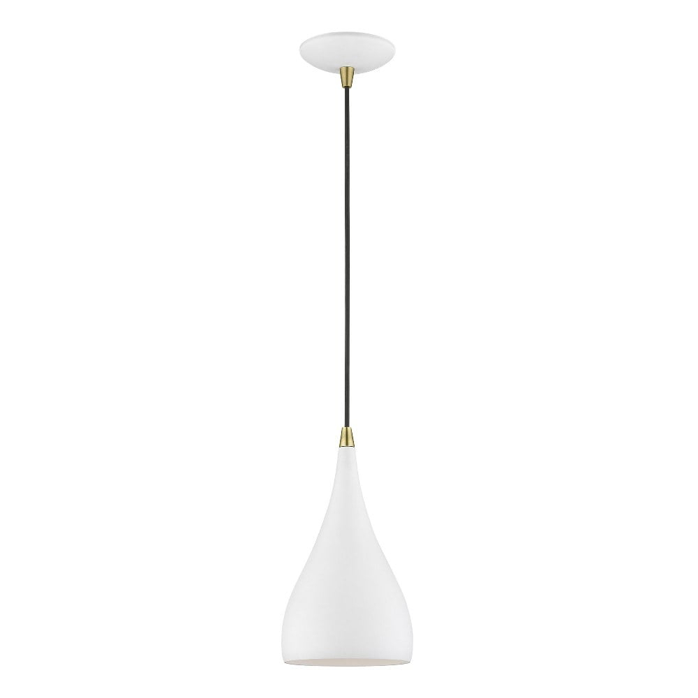 Livex Lighting Amador 1 - Light Pendant in  Textured White/Antique Brass