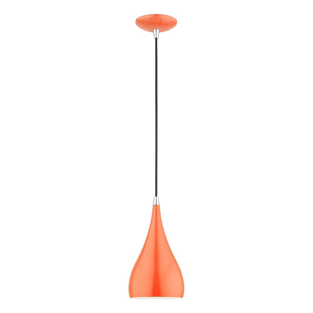 Livex Lighting Amador 1 - Light Pendant in  Shiny Orange/Polished Chrome