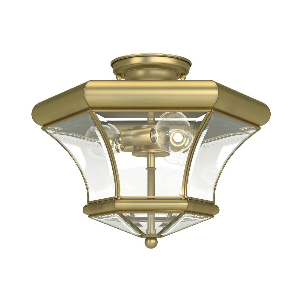 Livex Lighting Monterey 3 - Light Flush Mount in  Antique Brass