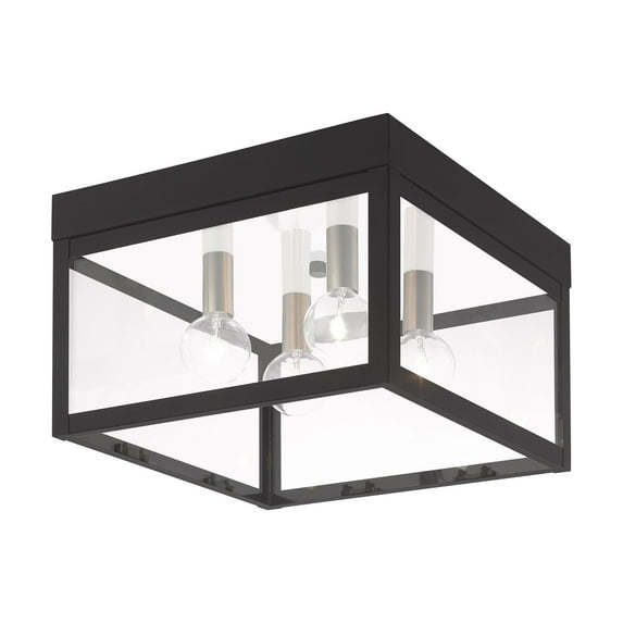 Livex Lighting Nyack 4 Light Outdoor Ceiling Mount in Black