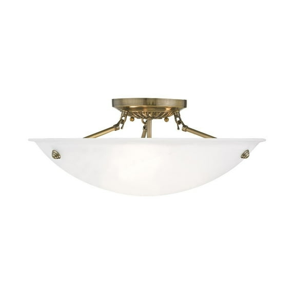 Livex Lighting Oasis 3 - Light Flush Mount in  Antique Brass
