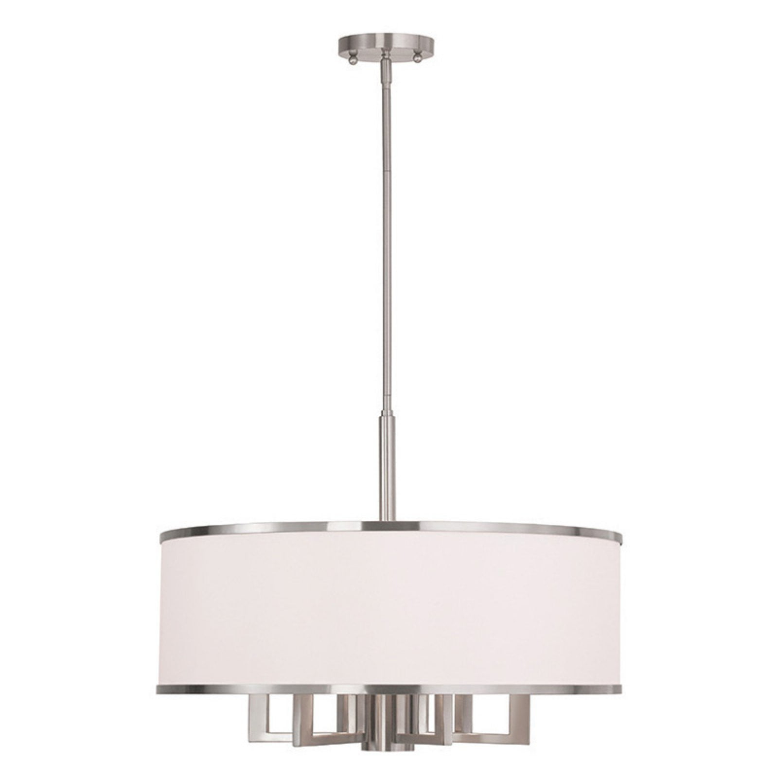 Livex Lighting Park Ridge 24" 7-Light Metal/Fabric Chandelier in Brushed Nickel