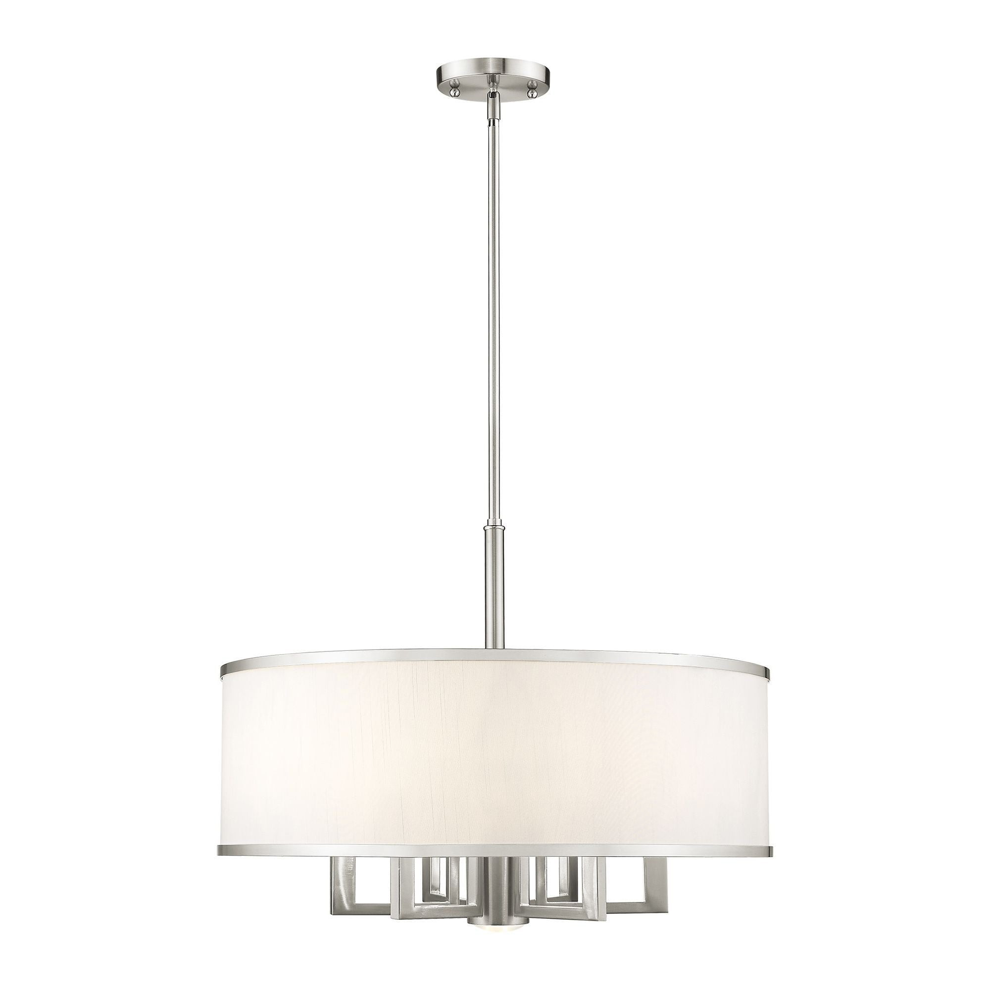 Livex Lighting Park Ridge 24" 7-Light Metal/Fabric Chandelier in Brushed Nickel