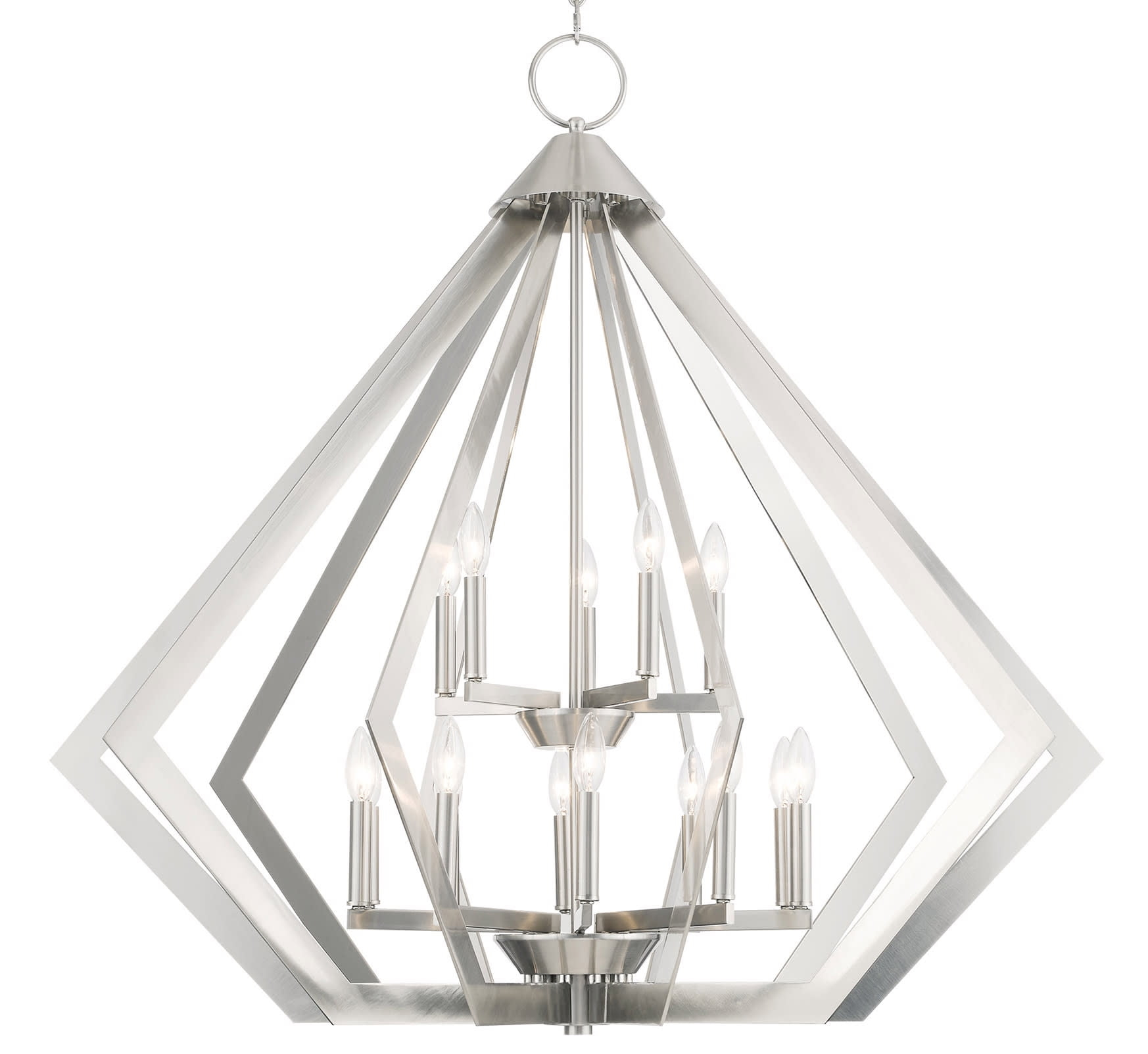 Livex Lighting Prism 15 Light Foyer Chandelier in Brushed Nickel