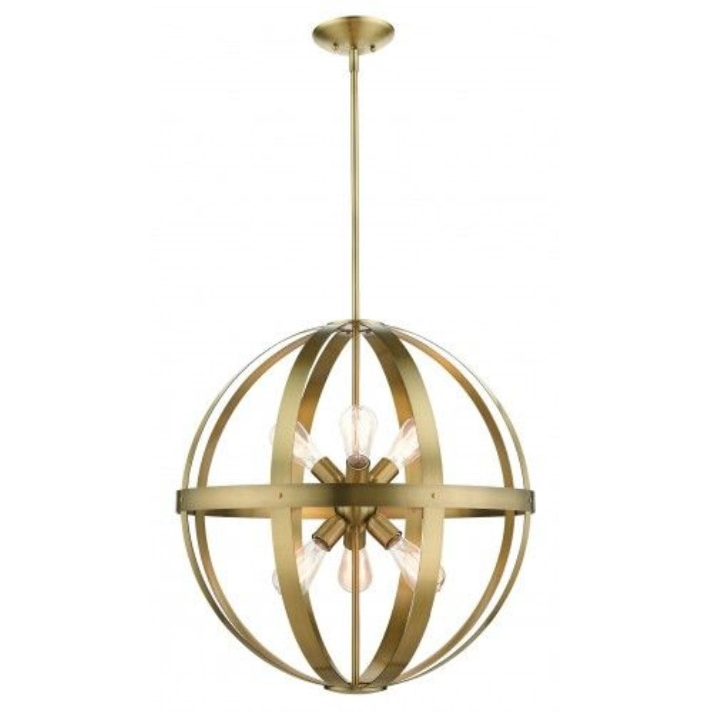 Livex Lighting Stoneridge 6 - Light Pendant in  Antique Brass