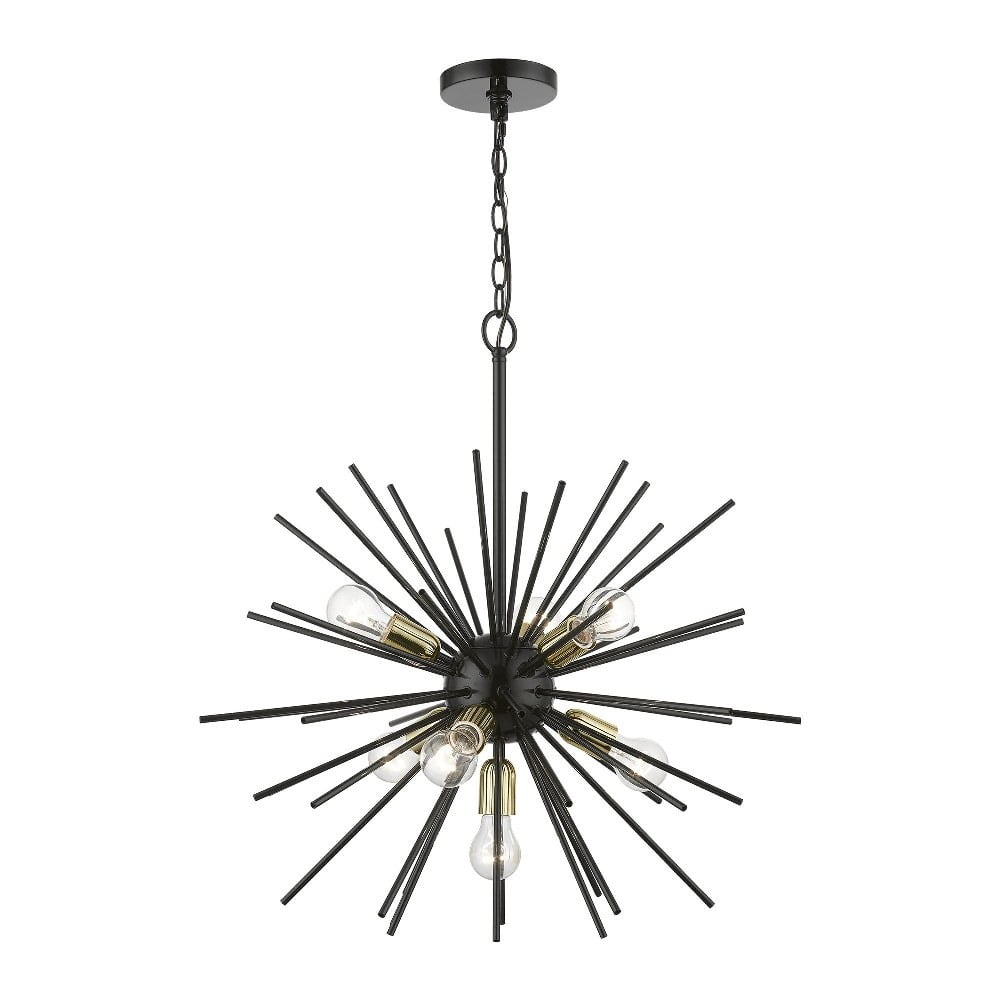 Livex Lighting Tribeca 7 - Light Pendant in  Shiny Black/Polished Brass