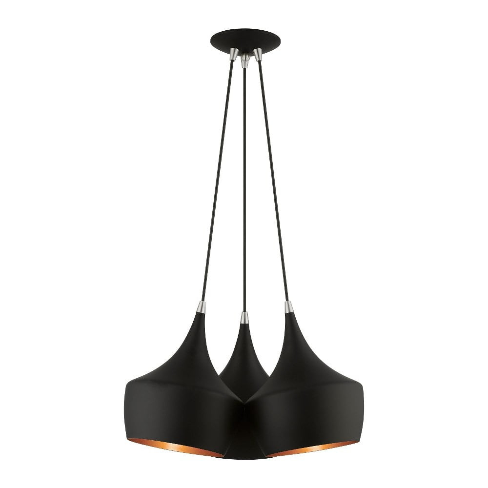 41083-04-Livex Lighting-Waldorf - 3 Light Cluster Pendant In Mid Century Modern Style-18.5 Inches Tall and 20.5 Inches Wide-Black Finish