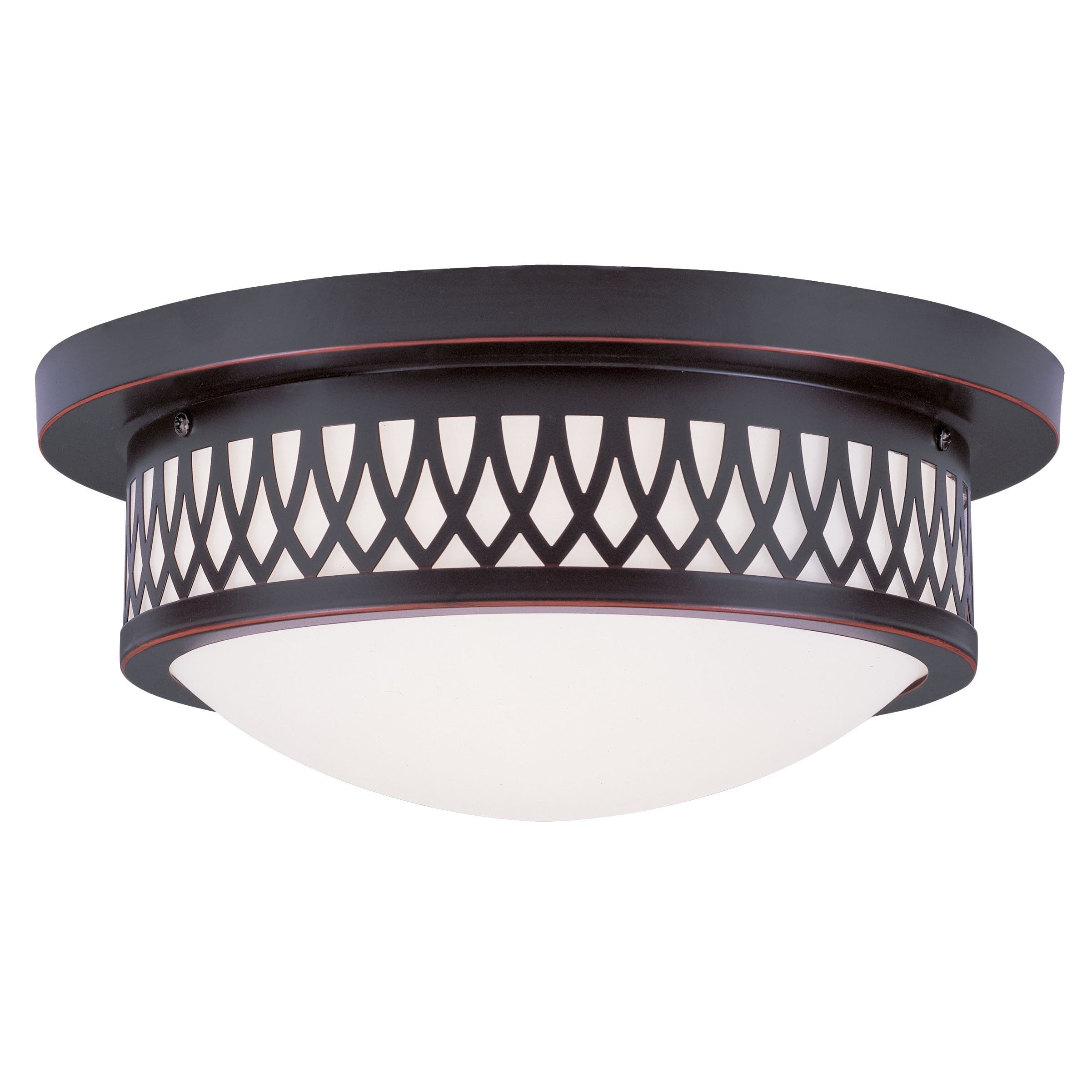 Livex Lighting Westfield Bronze/White Metal/Glass Ceiling Mount Fixture