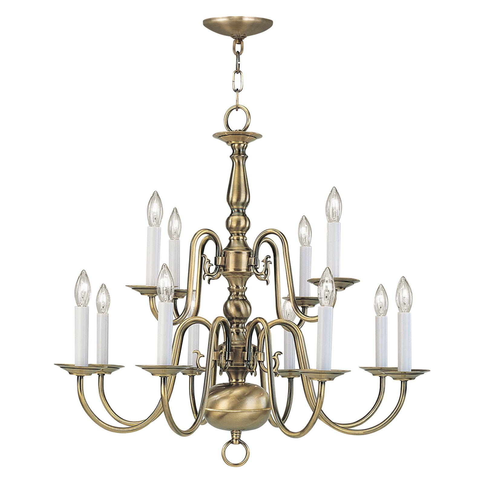 Livex Lighting Williamsburgh 12 - Light Chandelier in  Antique Brass