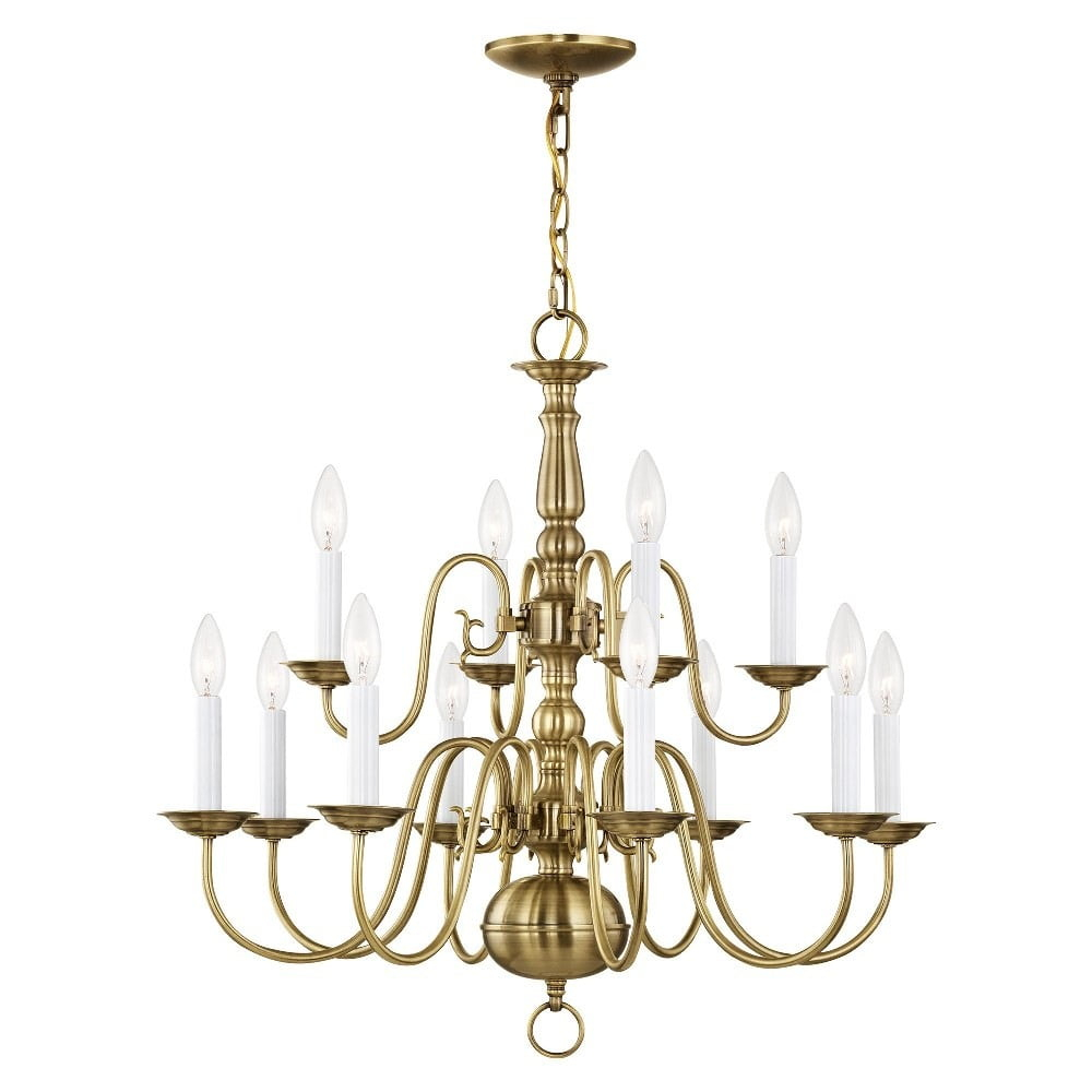 Livex Lighting Williamsburgh 12 - Light Chandelier in  Antique Brass