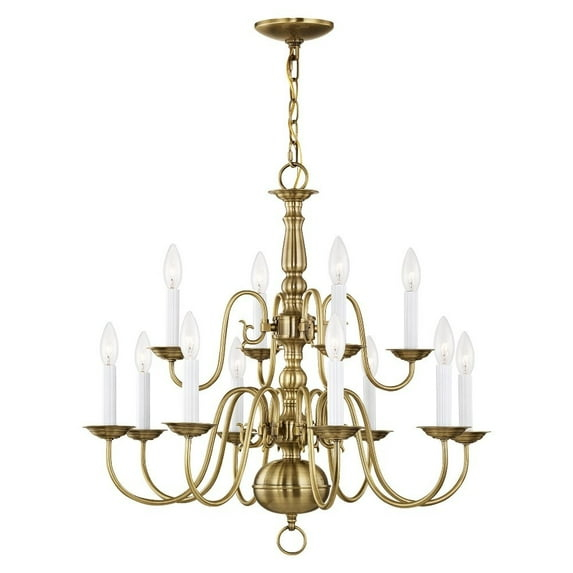 Livex Lighting Williamsburgh 12 - Light Chandelier in  Antique Brass