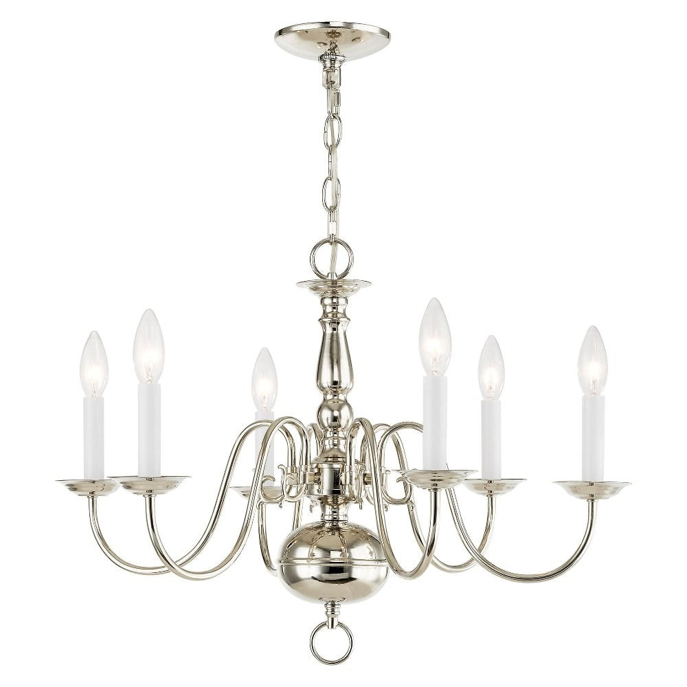 Livex Lighting Williamsburgh Chandelier in Polished Nickel