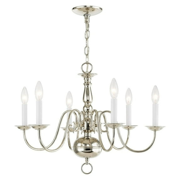 Livex Lighting Williamsburgh 6 - Light Chandelier in  Polished Nickel