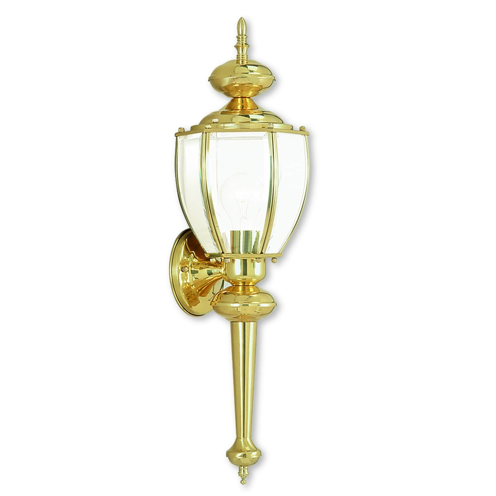 Livex Lighting Outdoor Basics 1 -Light 25.0-in H Polished Brass Hardwired Outdoor Wall Light