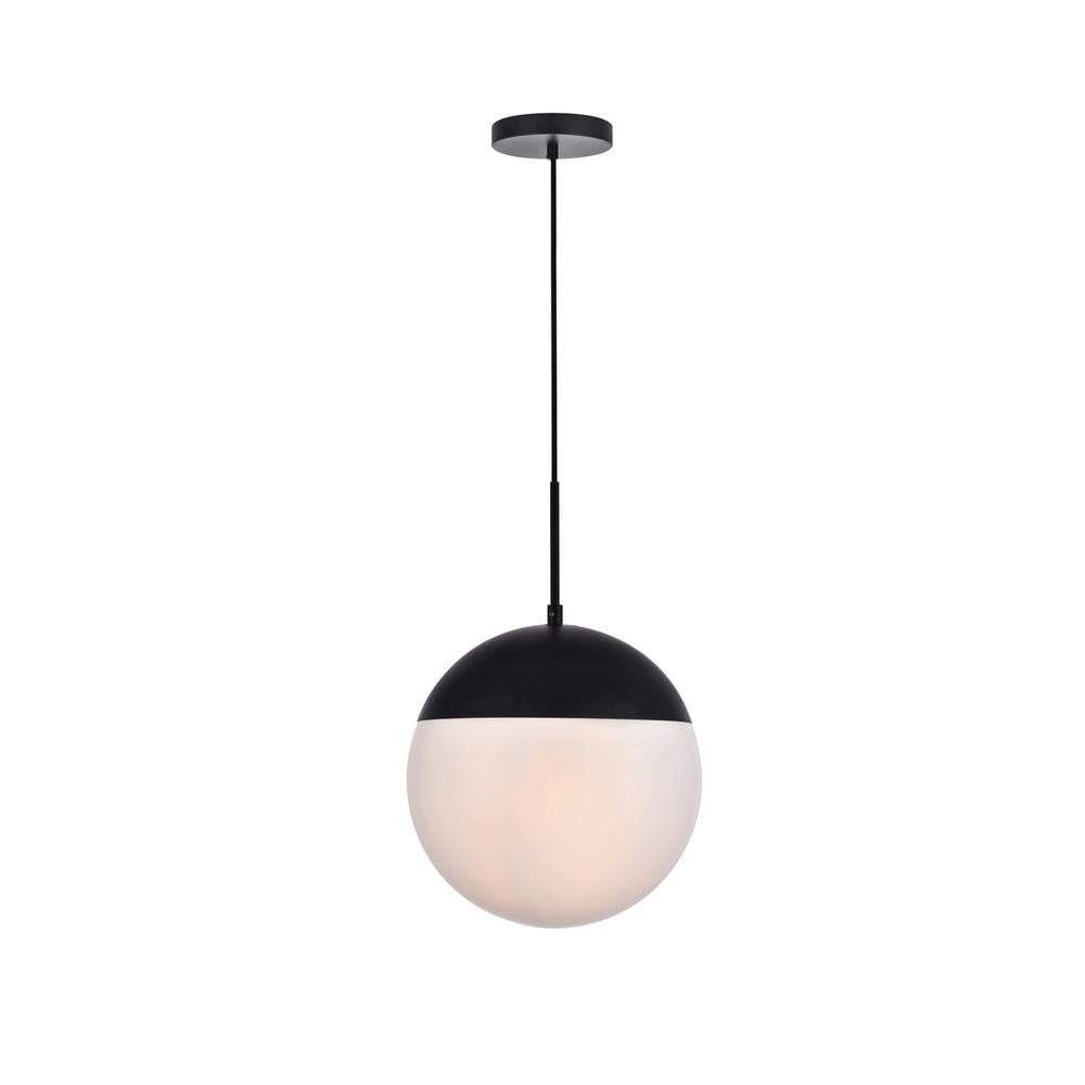 Living District Eclipse 1-Light Metal & Glass Pendant in Frosted White/Black