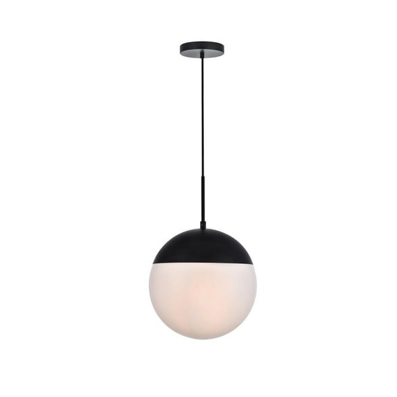 Living District Eclipse 1-Light Metal & Glass Pendant in Frosted White/Black