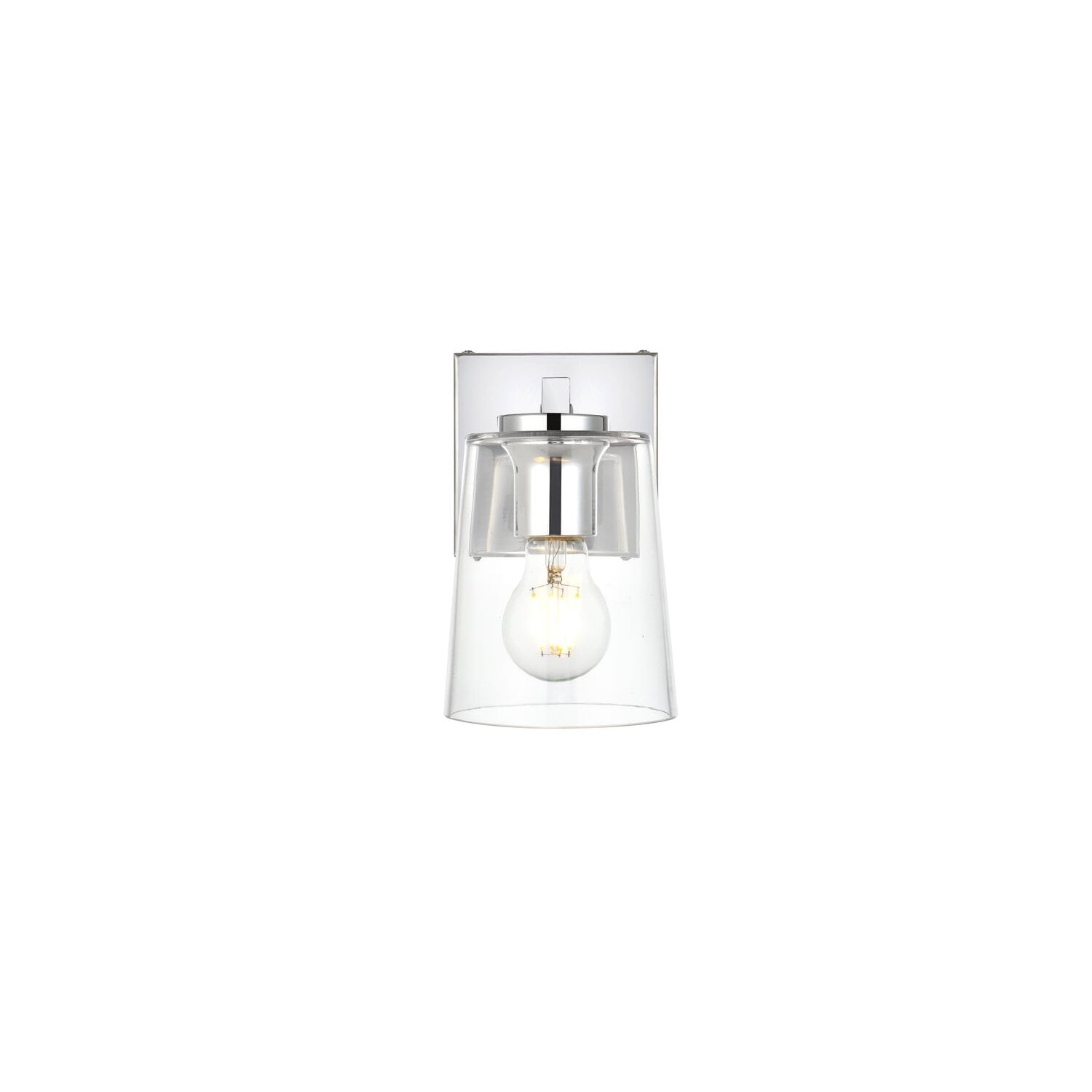 Living District Kacey 1-Light Iron & Glass Bath Sconce in Chrome/Clear