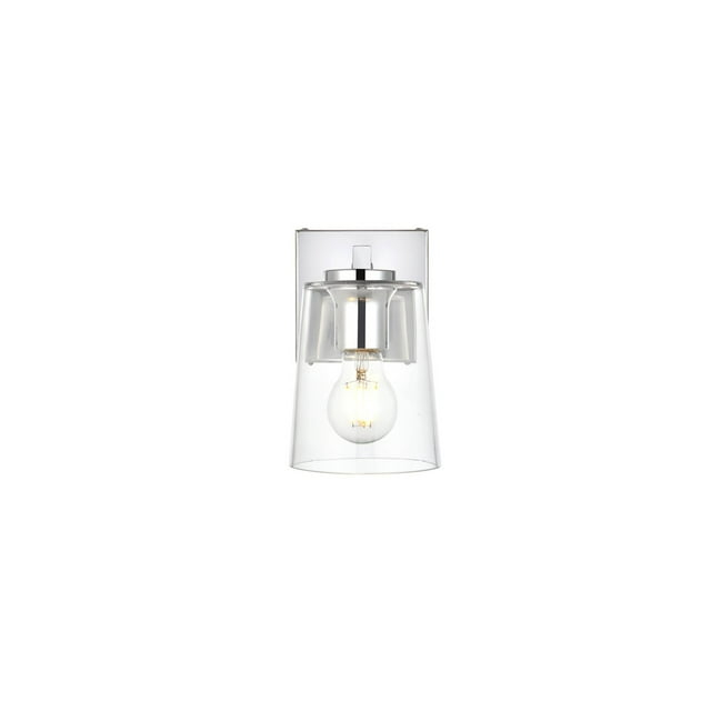 Living District Kacey 1-Light Iron & Glass Bath Sconce in Chrome/Clear