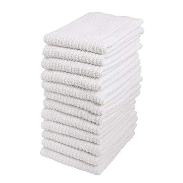 Living Fashions 12 Pack Terry Dish Cloths - Cleaning Dish Cloth Towels Bulk Set - Size 12" x 12"