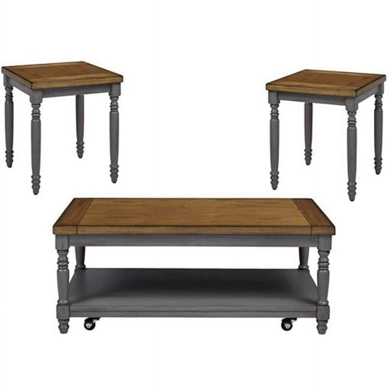Progressive Furniture Grayton Lane Wood Cocktail Table & 2 End Tables in Brown