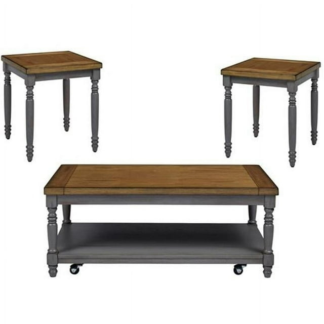 Progressive Furniture Grayton Lane Wood Cocktail Table & 2 End Tables in Brown