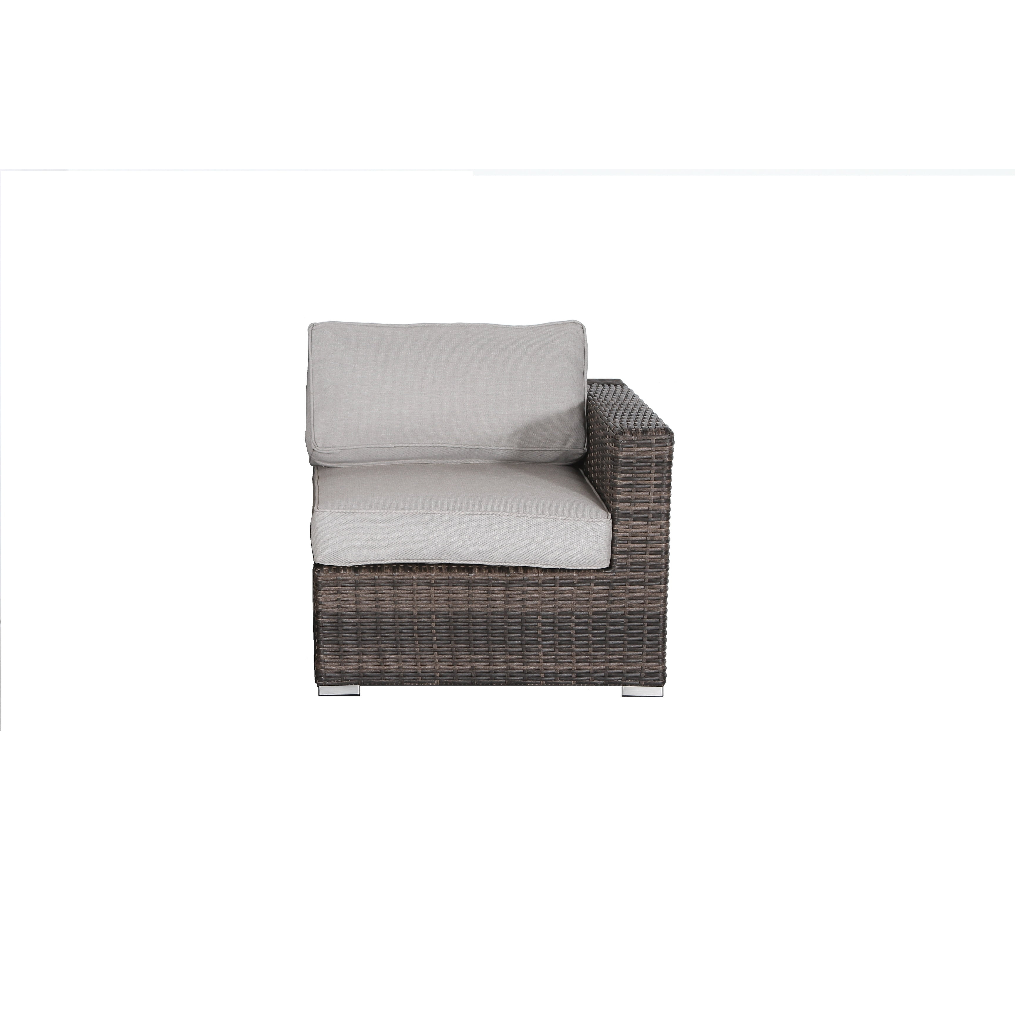 Living Source International LSI 7 Piece Rattan Sectional Seating Group with Cushions Gray Frame - Gray Cushion