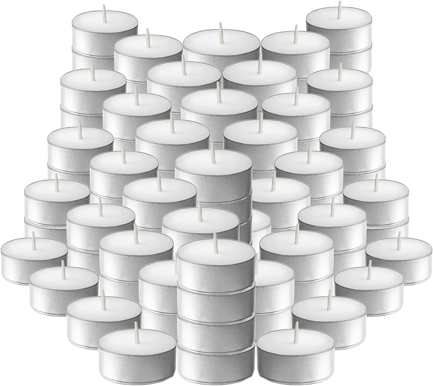 Lner 100 Pack Unscented White Tea light Candles Burns Aprx. 3.5 Hour