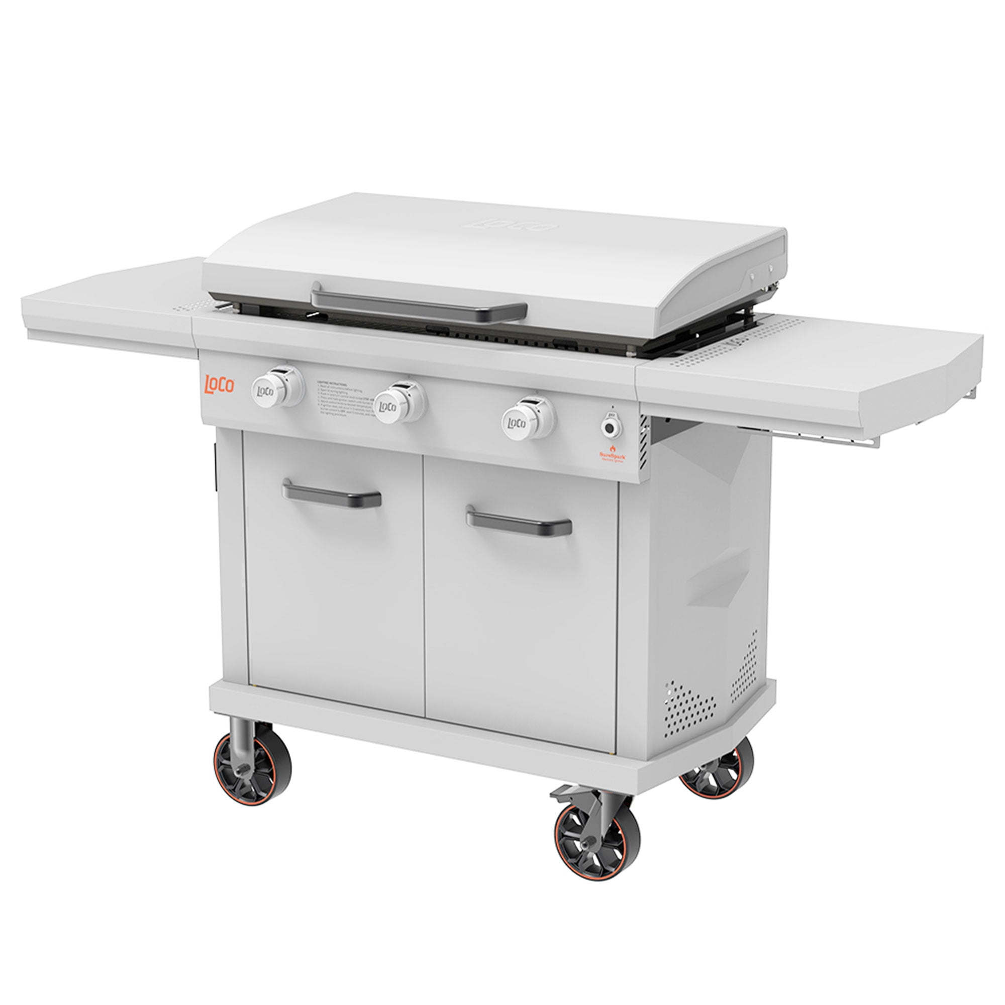 LoCo Cookers 36 Inch 3-Burner Flat Top Propane Grill with Shelves & Trays