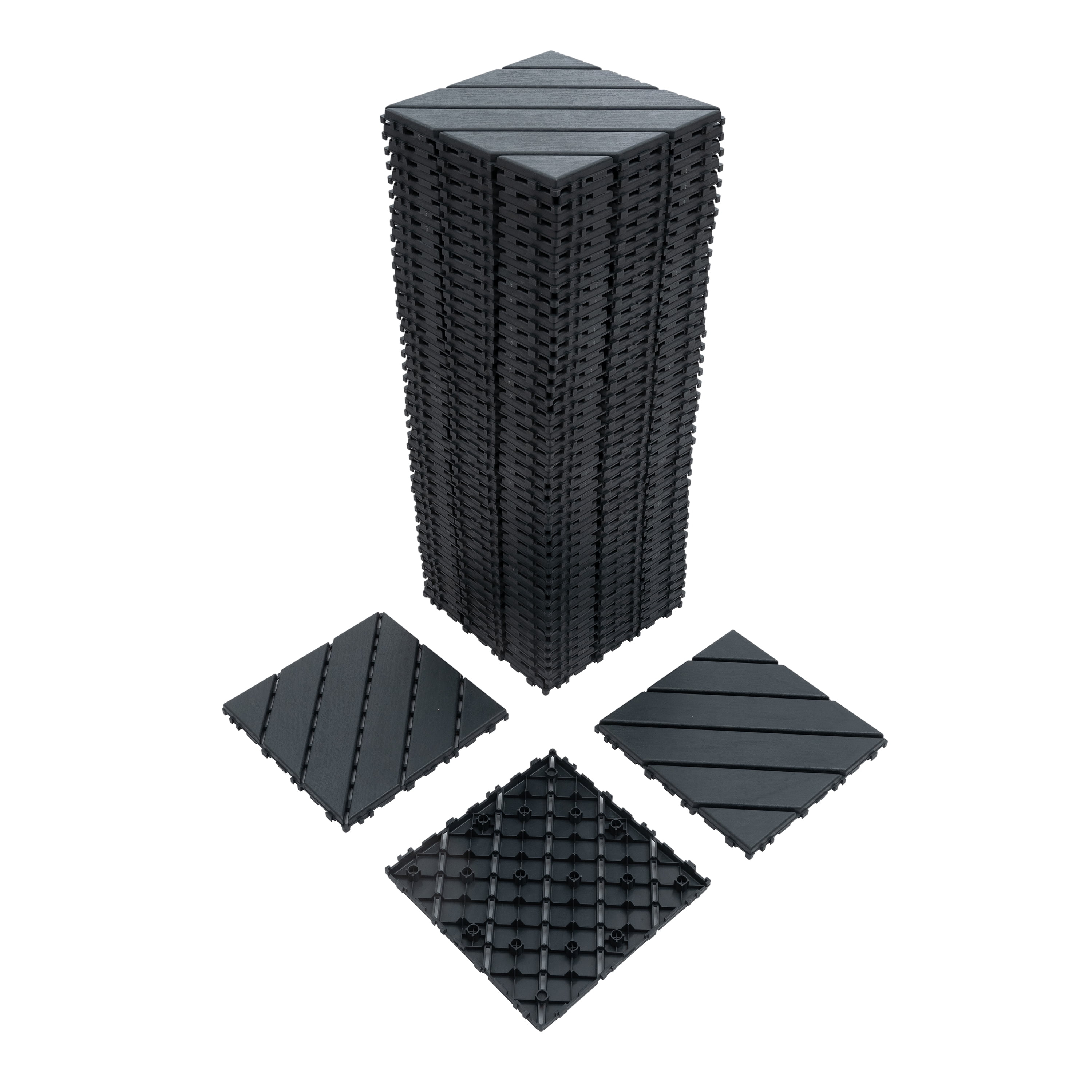 LoLado 44 Pack Patio Deck Tiles,12"x12" Square Waterproof Outdoor All Weather Use, Plastic Interlocking Deck Tiles for Poolside Balcony Backyard, Grey