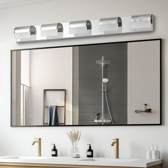 LoLado 5-Light Bathroom Vanity Lighting, LED Vanity Lights Over Mirror Bath Wall Lighting, Chrome
