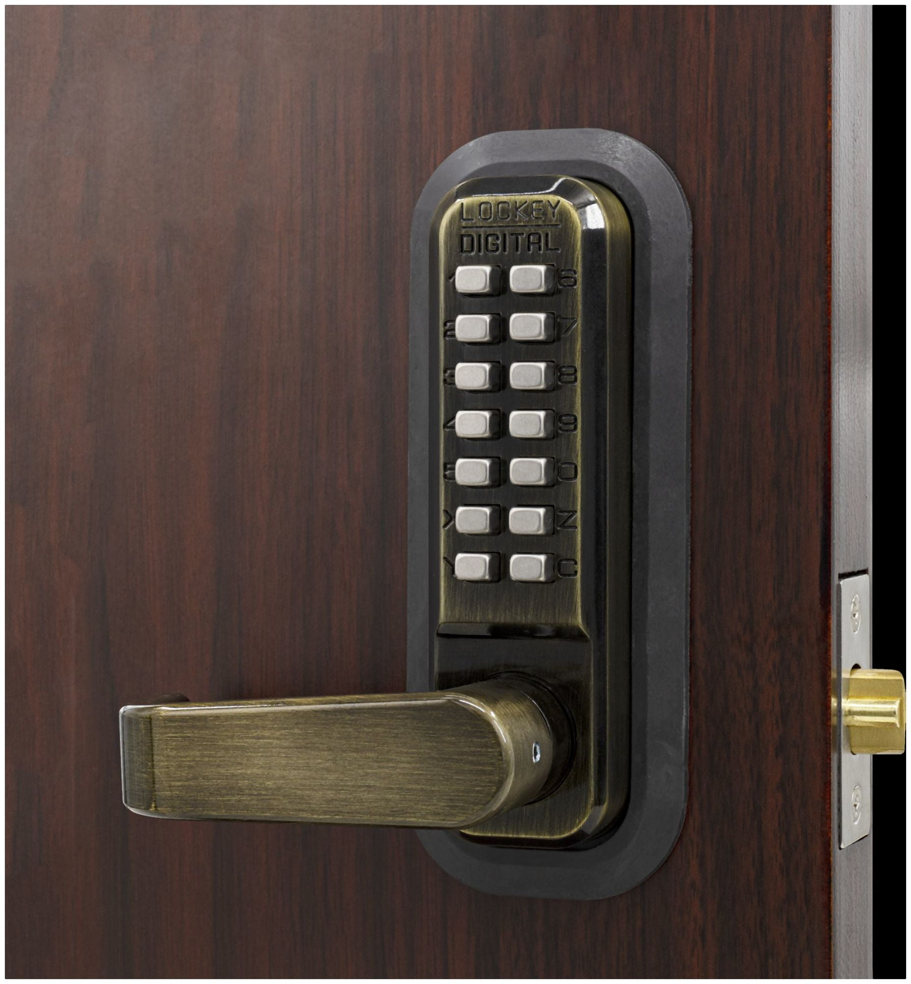 Lockey 2835 2000 Series Keyless Entry Single Combination Mechanical Lever Set - Brass