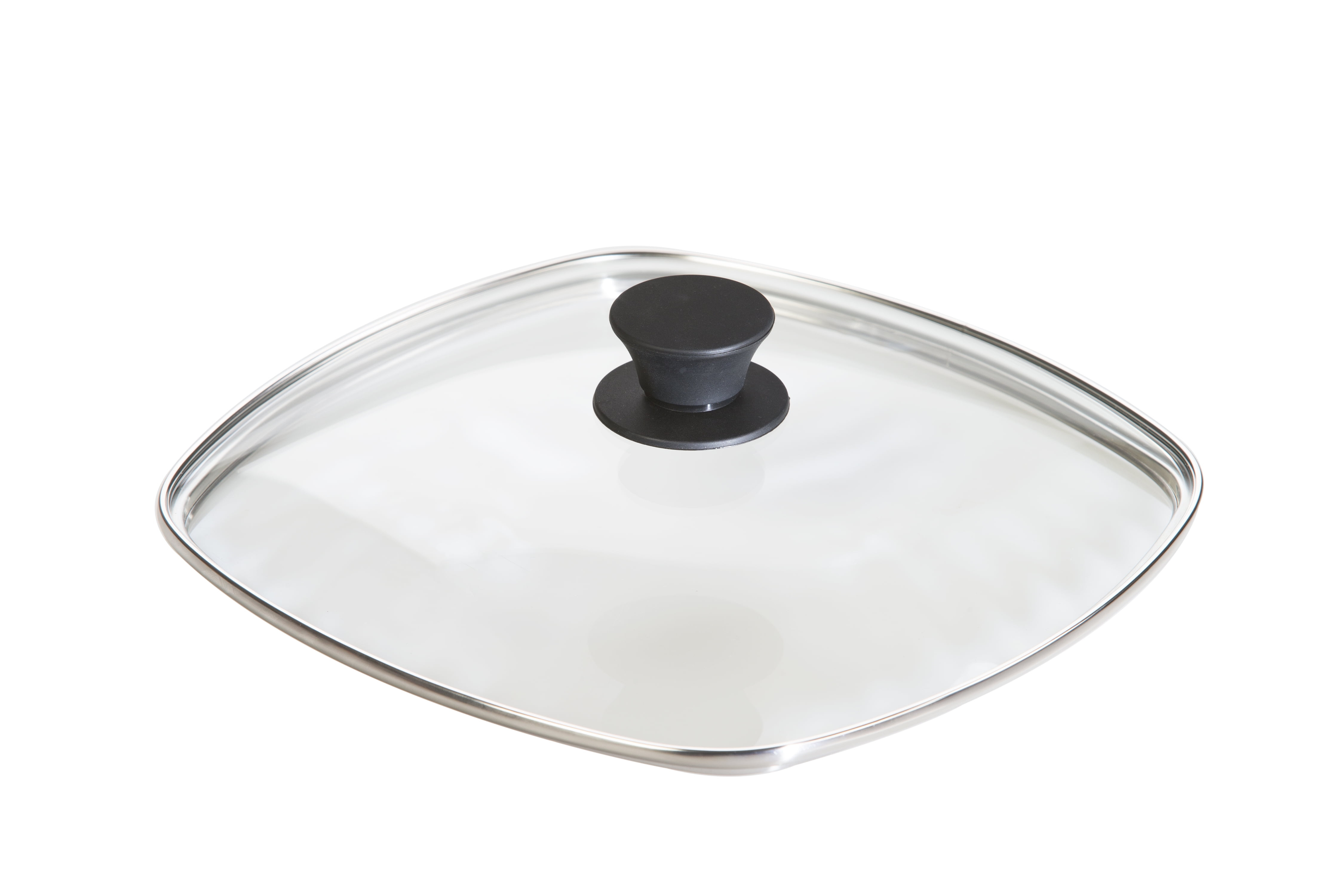 Square Glass Lid for Grill Pans - 10.5"-inch/26.67cm/269mm - Fits Lodge - Fully Assembled - Replacement Cover - Oven Safe Reinforced for Skillets - Universal all Cookware: Cast Iron, Stainless, Enamel